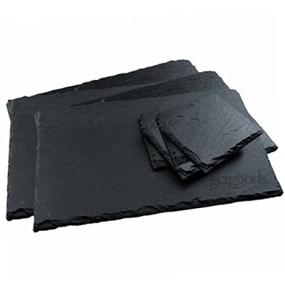 Image of Get Goods 16 Piece Natural Slate Set 8 Placemats &amp; Coasters Tablemat Dinner Drinks Coffee Mats
