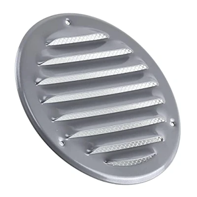Image of Steinberg14 Grey 100mm Metal Air Vent Cover with Insect Mesh 4 inch Round Ventilation Grille