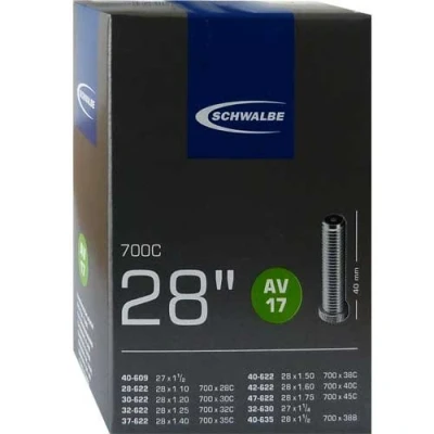 Image of Schwalbe AV17 Bicycle Tube with Valve 27 / 28 Inches 47 622/635 mm (28 x 1 1/4 1.75 Inches)