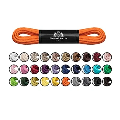 Image of Mount Swiss© Luxury Waxed Round Shoelaces for Business Suits and Leather Shoes, Diameter 2 3 mm, Length 45 120 cm Orange
