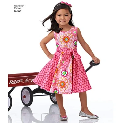 Image of New Look Sewing Pattern 6202 Child&#039;s Dress and Sash Sizes: A (3 4 5 6 7 8)