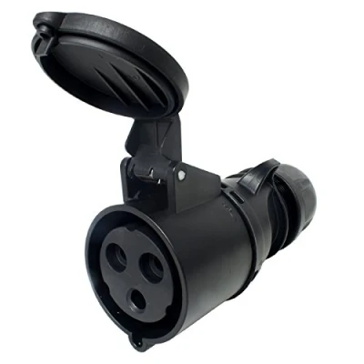Image of PCE 32amp 2P+E CEE Midnight Black Cable Mount Female Socket. Events IP44 (223 6X)
