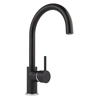 Image of Milano Nero Modern Mono Kitchen Sink Mixer Tap Swivel Spout Lever Handle Black