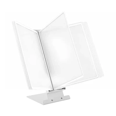 Image of LEVIATAN Table Display Board System Lectern Document Organiser Consultation and Presentation Documents Plastic Case for Papers Includes 10 Panels Size: A4 Colour: White