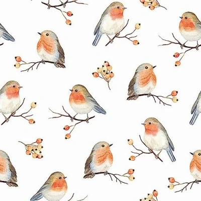 Image of 20 Napkins Christmas Many Little Robins as Table Decoration Paper with Motif Also for Decoupage and 33 x cm