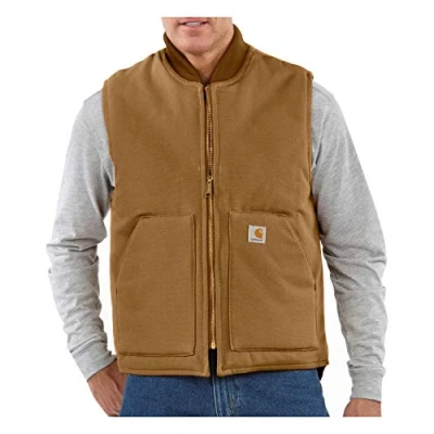 Image of Carhartt Men&#039;s Relaxed Fit Firm Duck Insulated Rib Collar Vest, Brown, M