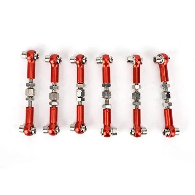 Image of 6PCS RC Adjustable Servo Links Tie Rod Set Compatible with HSP/Redcat ZD Racing/Hpi/LRP/Wltoys 1/12 and 1/10 Drift Car Truck Buggy(Red)