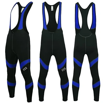 Image of FCX Mens Cycling Bib Tight Pants Cold Wear Winter Thermal Bicycle Trouser Biking Padded (Medium, Black Blue)