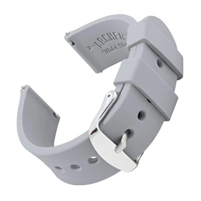 Image of Archer Watch Straps Silicone Quick Release Soft Rubber Replacement Bands (Platinum Gray, 18mm)