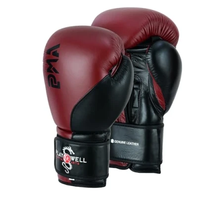 Image of Elite Series Leather Pro Sparring Two Tone Boxing Gloves Black/Maroon NEW (16oz)