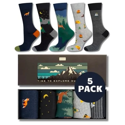 Image of soxo Adventure Socks For Men Funny Gifts Mens Cotton Sock Colourful Funky Gift Men&#039;s Crazy Presents Box 6.5 10.5 Outdoor 5 Pairs