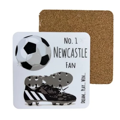 Image of Newcastle United Magpies FC Football Club Fan COASTER DRINK MAT by WHITE COTTON CARDS (C FN11)