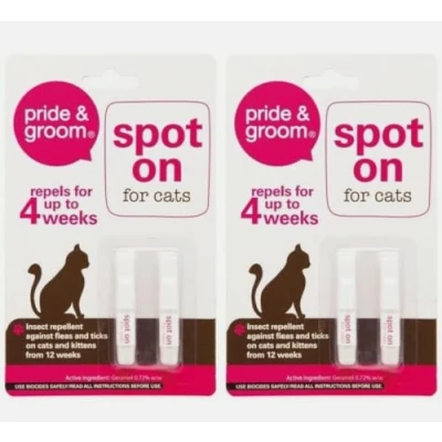 Image of Pride &amp; Groom Spot On for Cats Flea Tick Repellent 4 tubes in 2 Pack