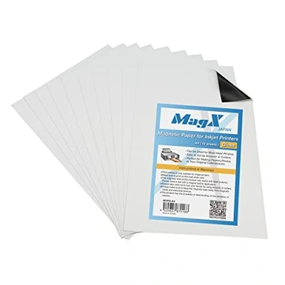 Image of Printable Magnet Sheets, Inkjet Glossy Paper, A4, White Design &amp; Print, Magnetic Paper for Printers, 10 Sheets