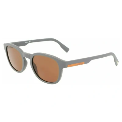 Image of Lacoste Unisex L968S 305 Sunglasses Plastic Grey opaque Brown Squared