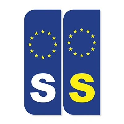 Image of Landing Designs 2 x S Sweden Euro Car Number Plate Stickers