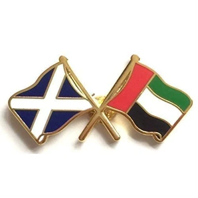 Image of Scotland &amp; Dubai Flags Friendship Courtesy Enamel Lapel Pin Badge