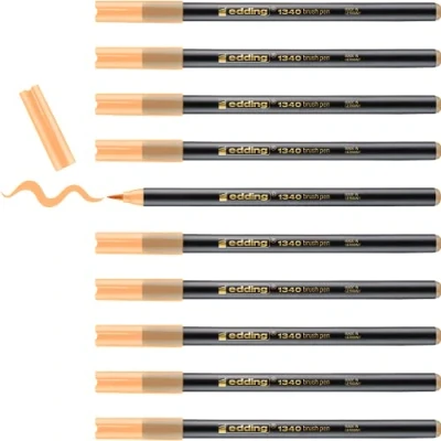 Image of edding 1340 brush pen light orange box of 10 flexible tip felt for painting, writing and drawing bullet journals, hand lettering, mandalas, calligraphy
