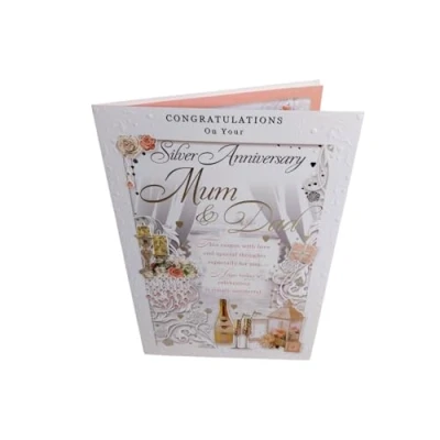 Image of Mum &amp; Dad 25th Anniversary Card Congratulations On Your Silver Large Quality