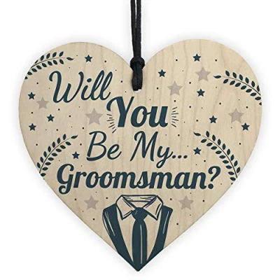 Image of RED OCEAN Will You Be My Groomsman Invite Wooden Heart Wedding Invitation Asking Gift For Brother Son Best Friend