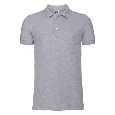 Image of Russell Athletic Mens Pique Stretch Polo Shirt (Light Oxford) Grey Size Large