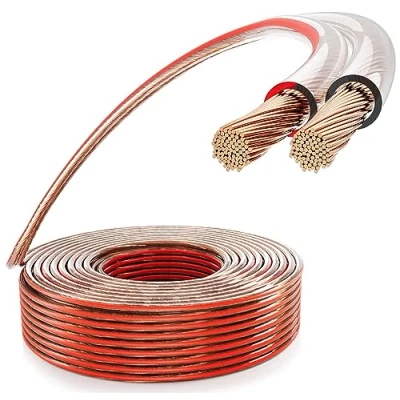 Image of POPPSTAR Speaker Cable 15m 2x2.5 mm² (Copper Inner Conductor OFC 99.99%, PVC Insulation Transparent) for Stereo System and Speakers