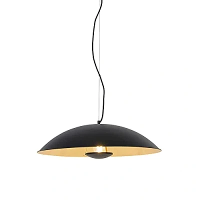 Image of Qazqa Vintage Dining Room I Table Pendant Lamp Light Ceiling Black with Gold 60 cm Emilienne Novo Modern Suitable for LED E27 1 Steel
