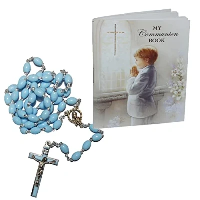 Image of First Holy Communion Gift Set Prayer Book and Rosary Beads Boy/Blue C6039 0394