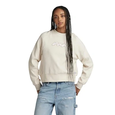 Image of G STAR RAW Women&#039;s Cornely Dot Raglan Sweater, Beige/khaki (antique white D24375 D562 G286), S