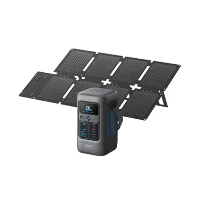 Image of Anker SOLIX C200 DC Power Bank Station (60,000mAh) and 60W Solar Panel, 192Wh Portable Station, LiFePO4 Battery, 200W Generator, For Outdoor, Camping, Traveling, Emergencies