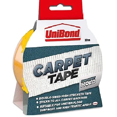 Image of UniBond 1415416 Permanent Carpet to Floor Tape High Strength Adhesive 50 mm x 10 m, Yellow