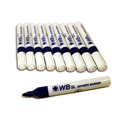 Image of 2x Blue WB SL Whiteboard Flipchart Drywipe Marker Pens Pen Bullet Tip Kids School Office