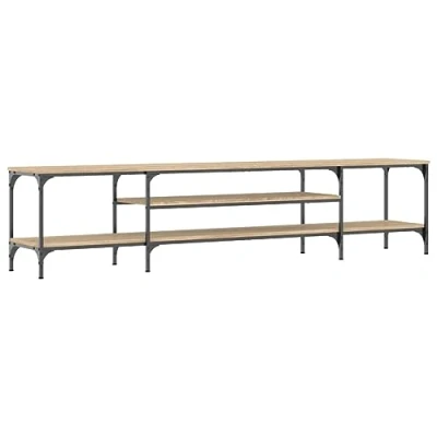Image of vidaXL TV Cabinet in Sonoma Oak Durable Engineered Wood and Iron Leisure or Entertainment Center with Ample Shelving Quick to Assemble, Measures 201 x 35 45 cm