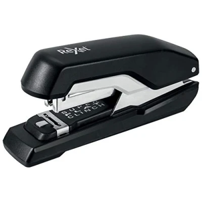 Image of Rexel Supreme S50 Half Strip Stapler, 50 Sheet Capacity, Flat Clinch Stapling, Uses 24/6 and 26/6 Staples, Metal Body, Black, 2115677
