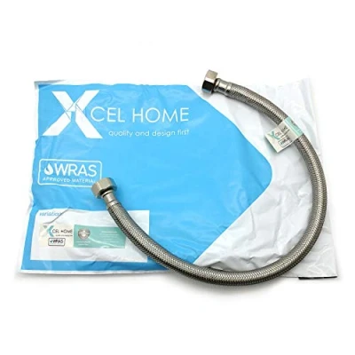 Image of 1 x WRAS Approved 500mm 1/2&quot; BSP (10mm Inner bore) Flexible Pipe Connector Monobloc Mixer Kitchen Sink/Bathroom Basin Tap Stainless Steel Braided Flexi Tails Xcel Home™