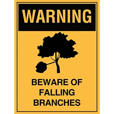 Image of Warning Beware of Falling Branches Sign Metal Tin Sign12x16 Inches Caution Danger Safety Security Notice Signs