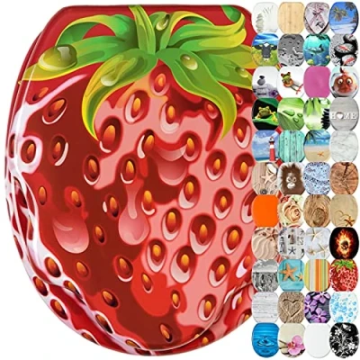 Image of Sanilo Toilet Seat, Wide Choice of Beautiful Seats, Stable Hinges, Easy to Mount (Strawberry)