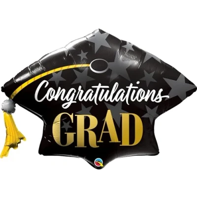 Image of Qualatex 41&quot; Congratulations Grad Stars Foil Balloon, Multicolor