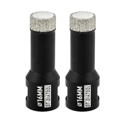 Image of DT DIATOOL Diamond Drill Bit 2PCS 16mm Hole Saw for Dry Drilling Tile Porcelain Marble Ceramic Granite