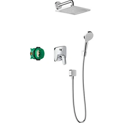 Image of Hansgrohe 27957000 Crometta E Shower System 240 1jet with Single Lever Mixer Chrome