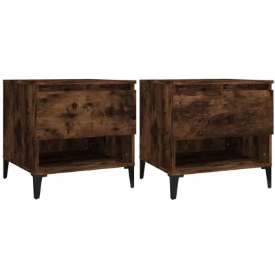 Image of vidaXL Side Tables 2 pcs Smoked Oak 50x46x50 cm Engineered Wood