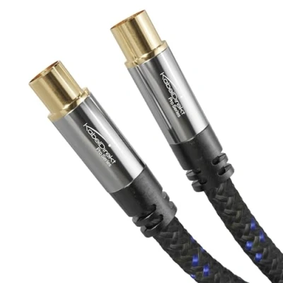 Image of 4K aerial cable, coaxial antenna TV Nylon braided 3m television cable with break proof metal plugs, digital &amp; analogue (male to female for DVB C, T, S) CableDirect