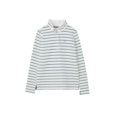 Image of LightHouse Womens Haven Sweatshirt Ladies Warm Popper Detail Cotton Top Teal Stripe 14