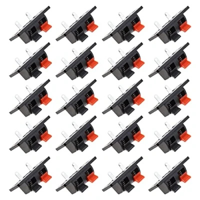 Image of eMagTech 20PCS 2 Pin Speaker Terminal Block Amplifier Spring Jointing Clamp Test Clip Stereo Strip Shape Push Release Connector Plate Position