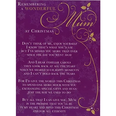 Image of GraveMatters Grave Card Remembering A Wonderful My Mum At Christmas Free Holder C101a