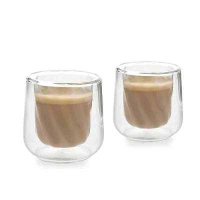 Image of La Cafetière 2pc Siena Double Walled Cortado Glasses Set, 135ml Insulated Coffee Cups for Barista Cortado, Stackable and Lightweight