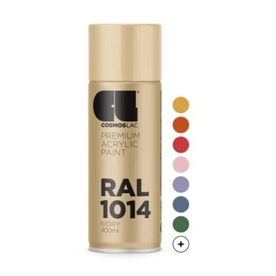 Image of Cosmos LAC Acrylic Paint Spray Can in Many RAL Colours, 400 ml Perfect for DIY, Upcycling and Other Painting Work 1014 IVORY N302