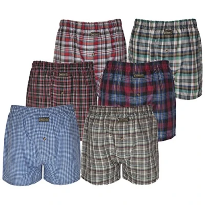 Image of 6 Pairs Mens Boxer Shorts Woven Cotton Rich Underwear Sizes S to 2XL (Medium)