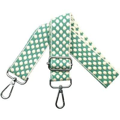 Image of Omxyinma Bag Strap, Adjustable Shoulder Strap for Bags, Green Base, Floral Pattern, Fabric with Silver Clasps