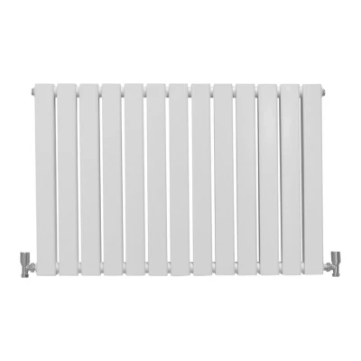 Image of Designer Radiators 60 x 91cm Flat Panel Modern Central Heating Gloss White Horizontal Column Double Wall Mounted Slimline Kitchen Living Room Bathroom Commercial Cleaning Brush &amp; Fixing Kit